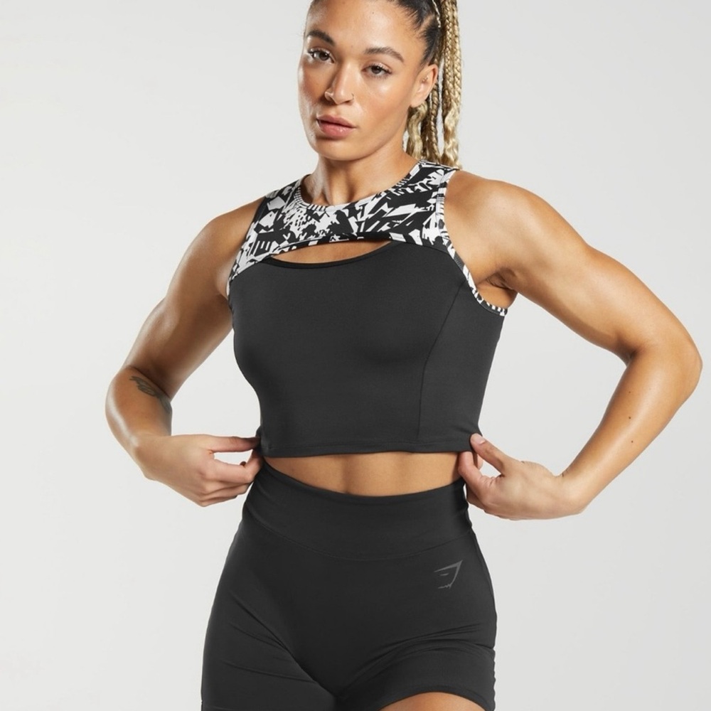 Gymshark Black and White GS Power Tank Top